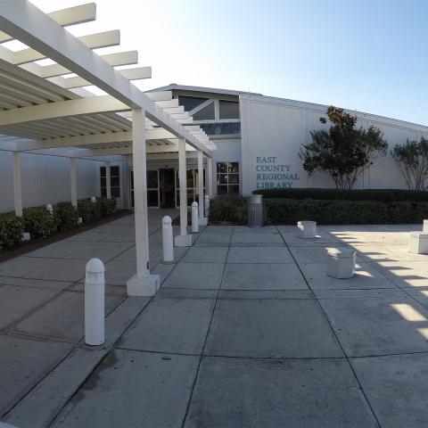 Exterior shot of East County Regional Library