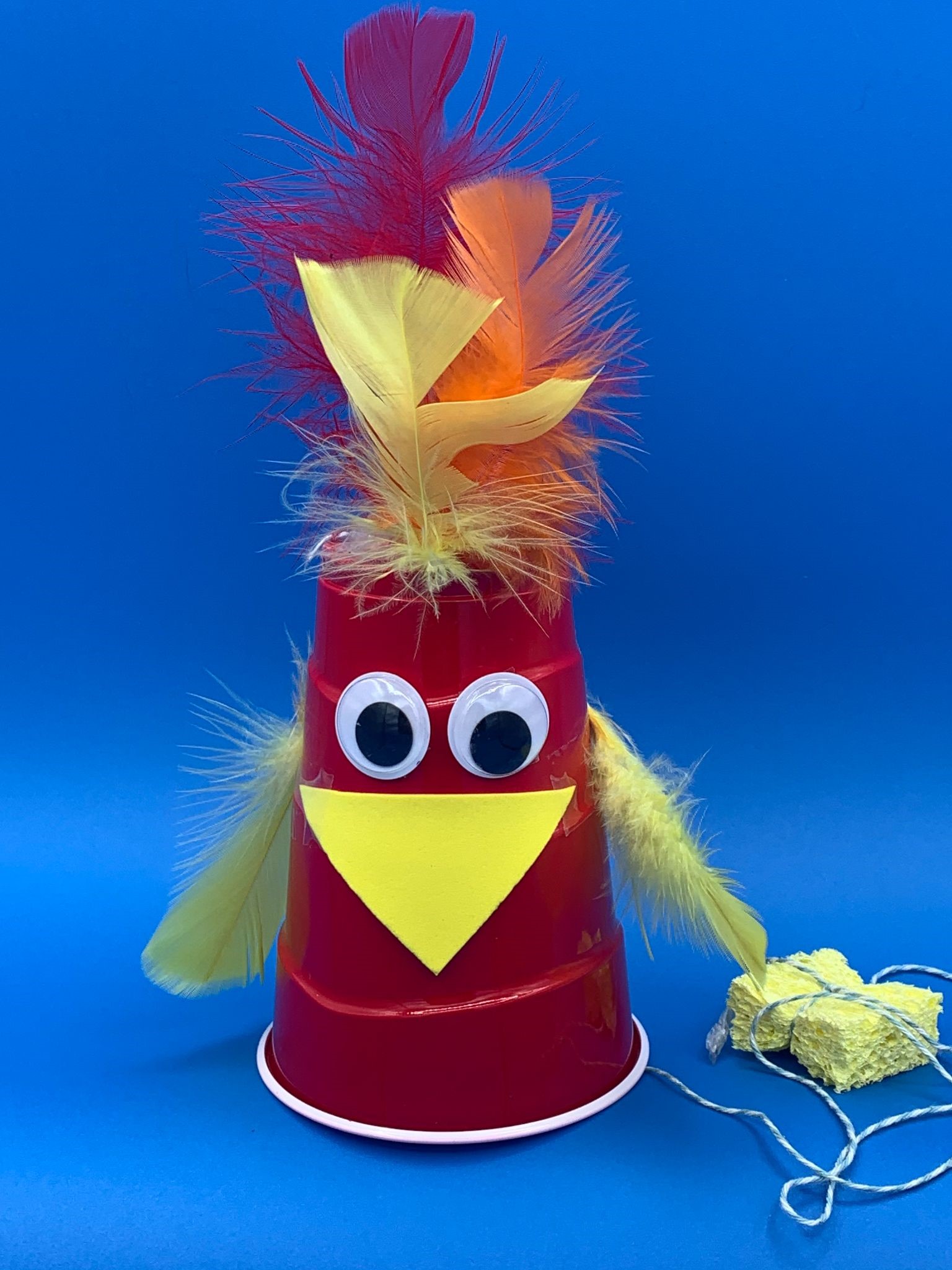 Photo of clucking chicken craft. 