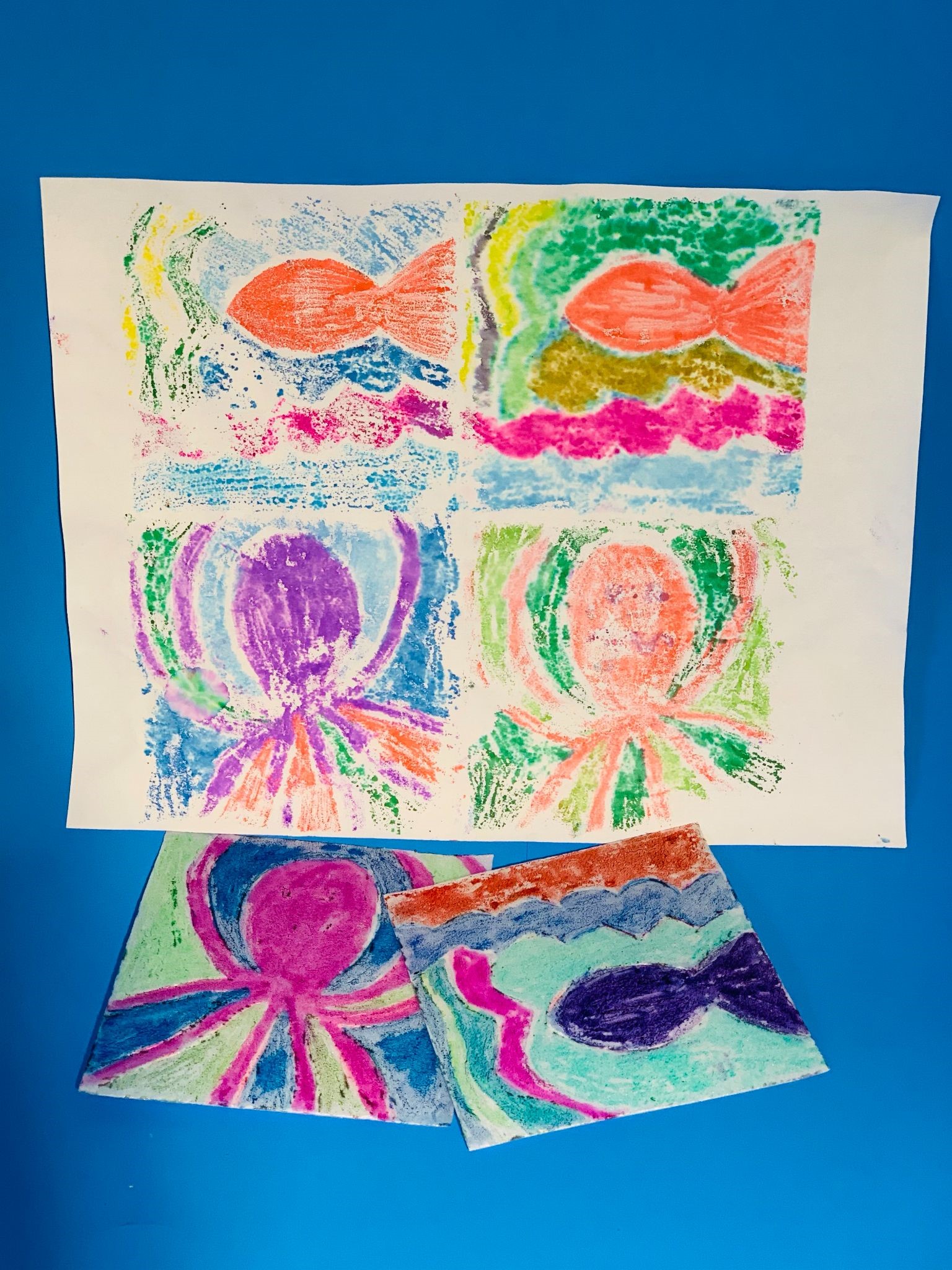 Examples of printed ocean scene craft.