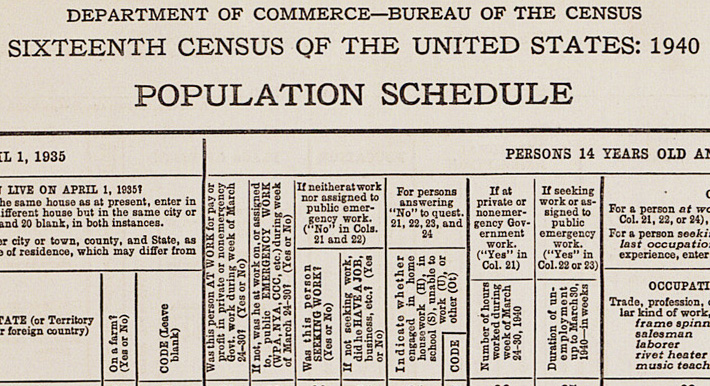 1940 census schedule