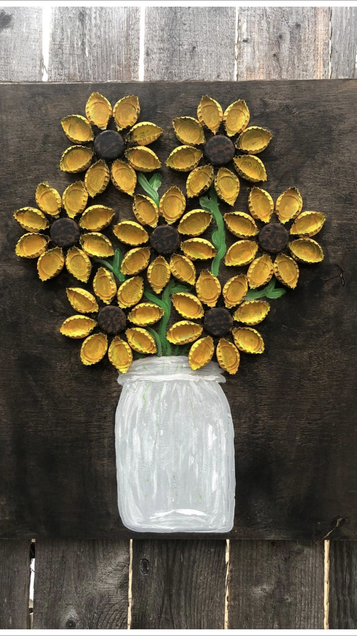Bottle Cap Art- Sunflowers