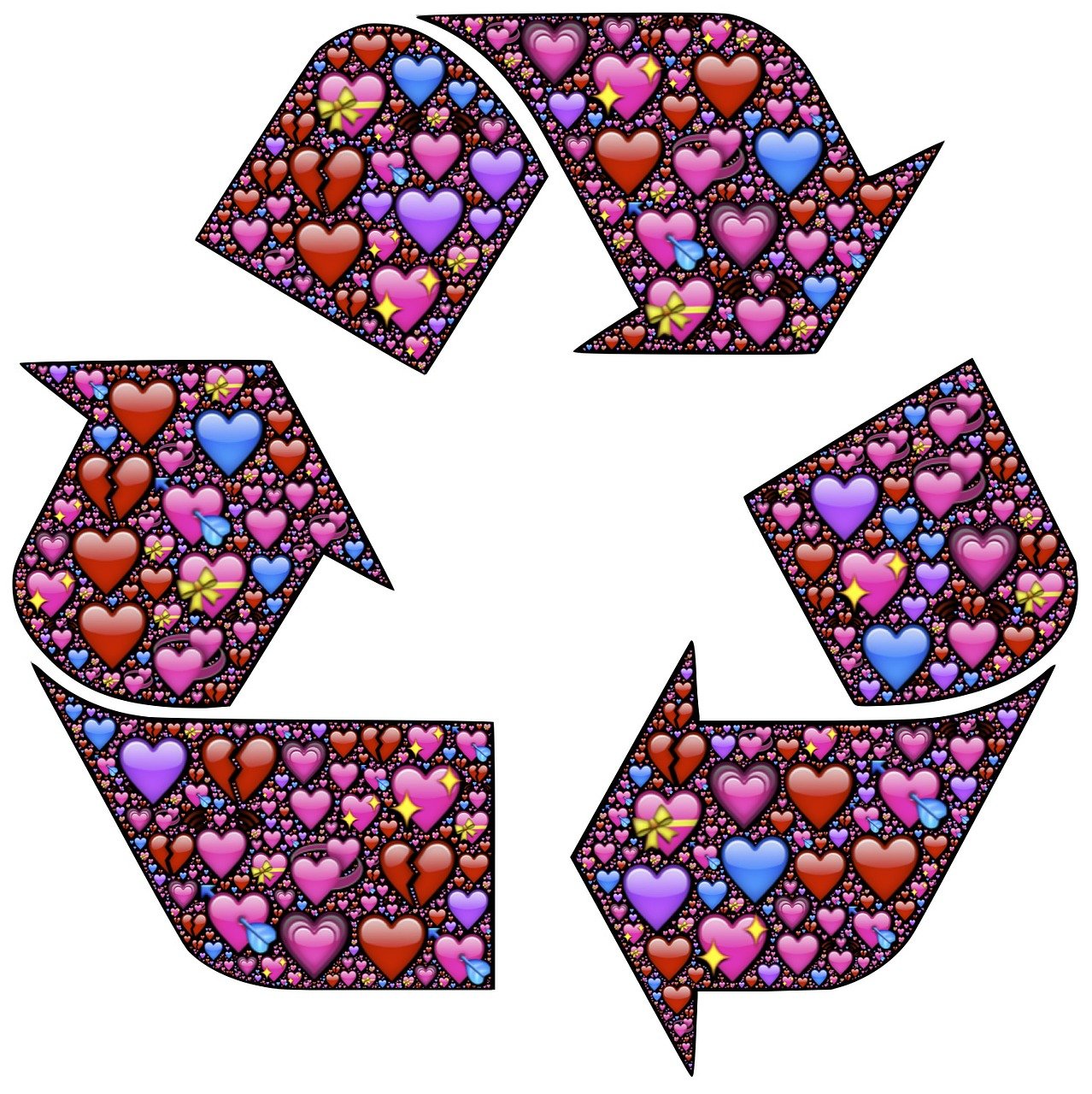 Recycle Sign Filled with Hearts