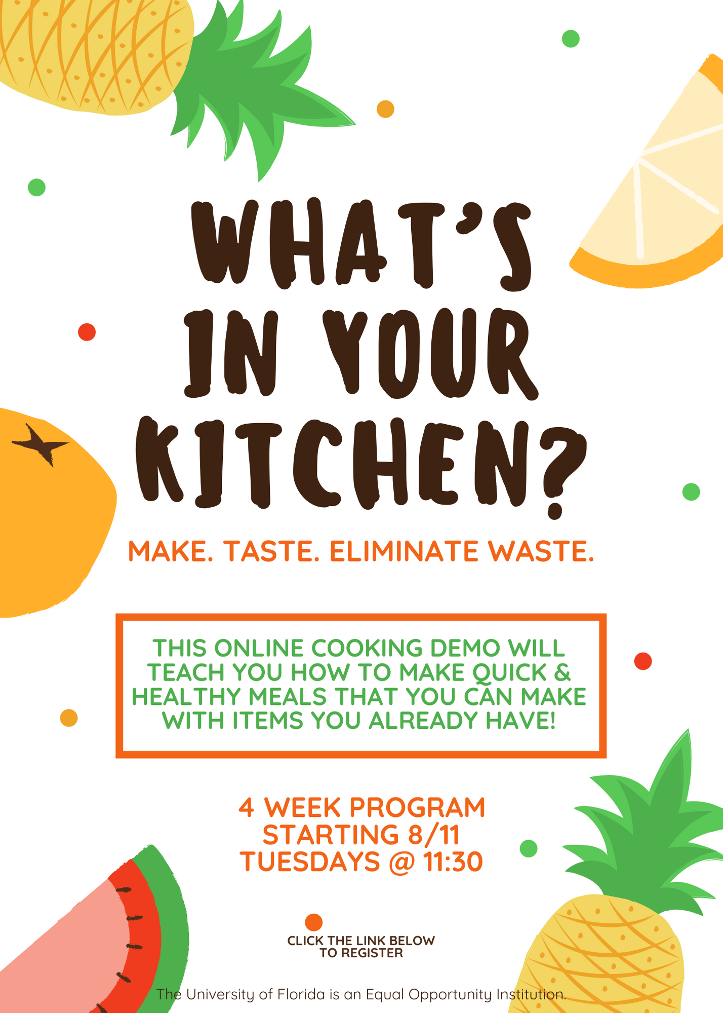What's In Your Kitchen cooking series flyer