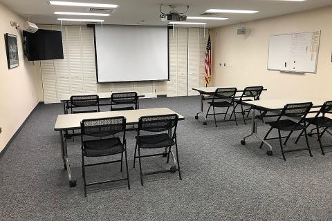 Pine Island Meeting Room with classroom setup