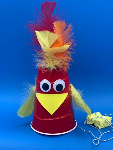 Photo of clucking chicken craft. 