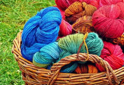 basket of colorful yarn