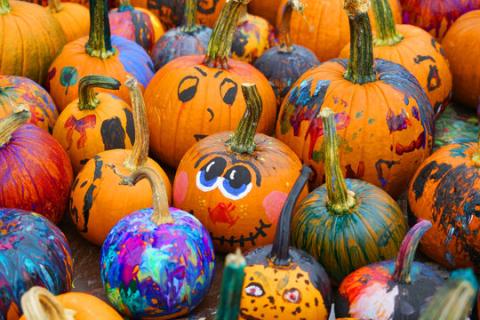 variety of painted pumpkins