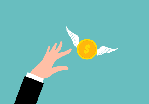 illustration of money flying away