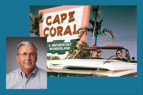 Image of Joe Mazurkiewicz and Cape Coral Wonderland Sign