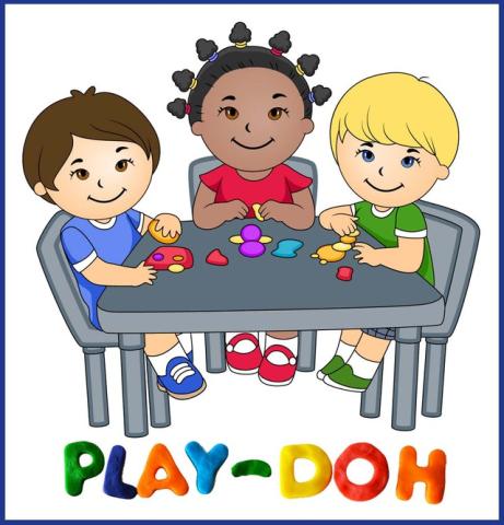 Kids playing with play-doh