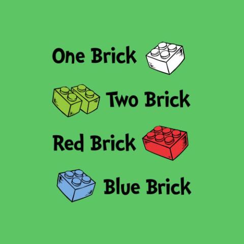 Dr. Seuss "One Brick Two Brick Red Brick Blue Brick"