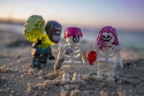 skeleton and monster lego minifigures