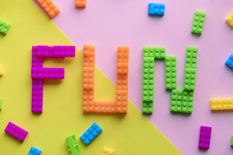 fun spelled out with plastic bricks