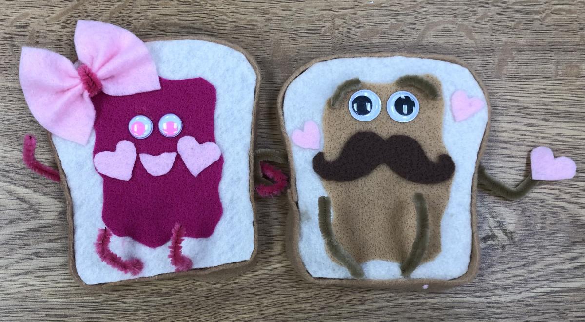 PB&J besties made out of cardboard and felt.