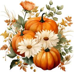 Fall pumpkins and floral arrangement