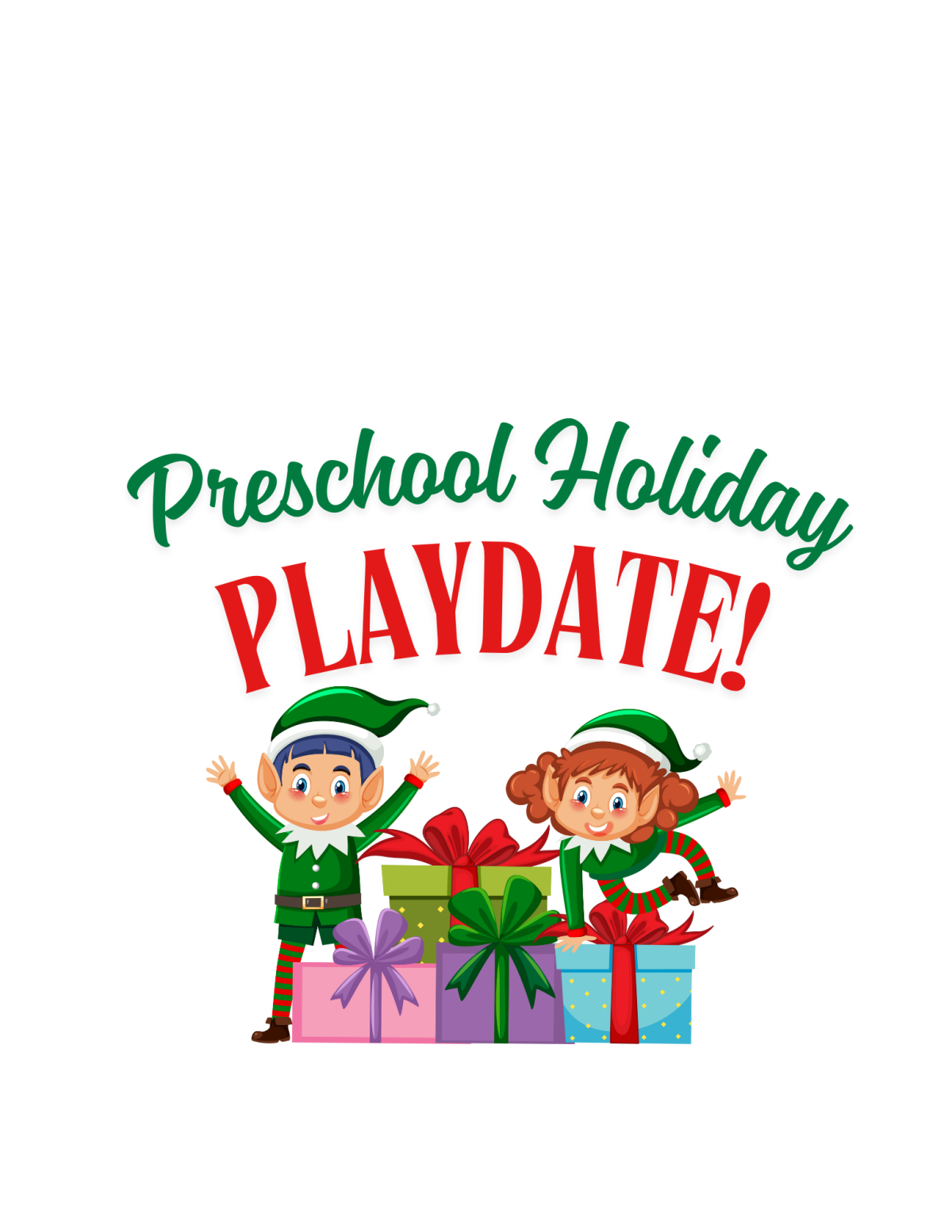 Preschool Holiday Playdate elves and presents!